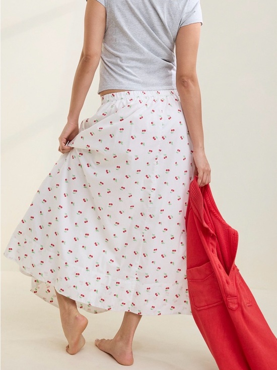 aerie Dresses & Skirts - Aerie The New Essentials White Cherry Print Midi Skirt NWT